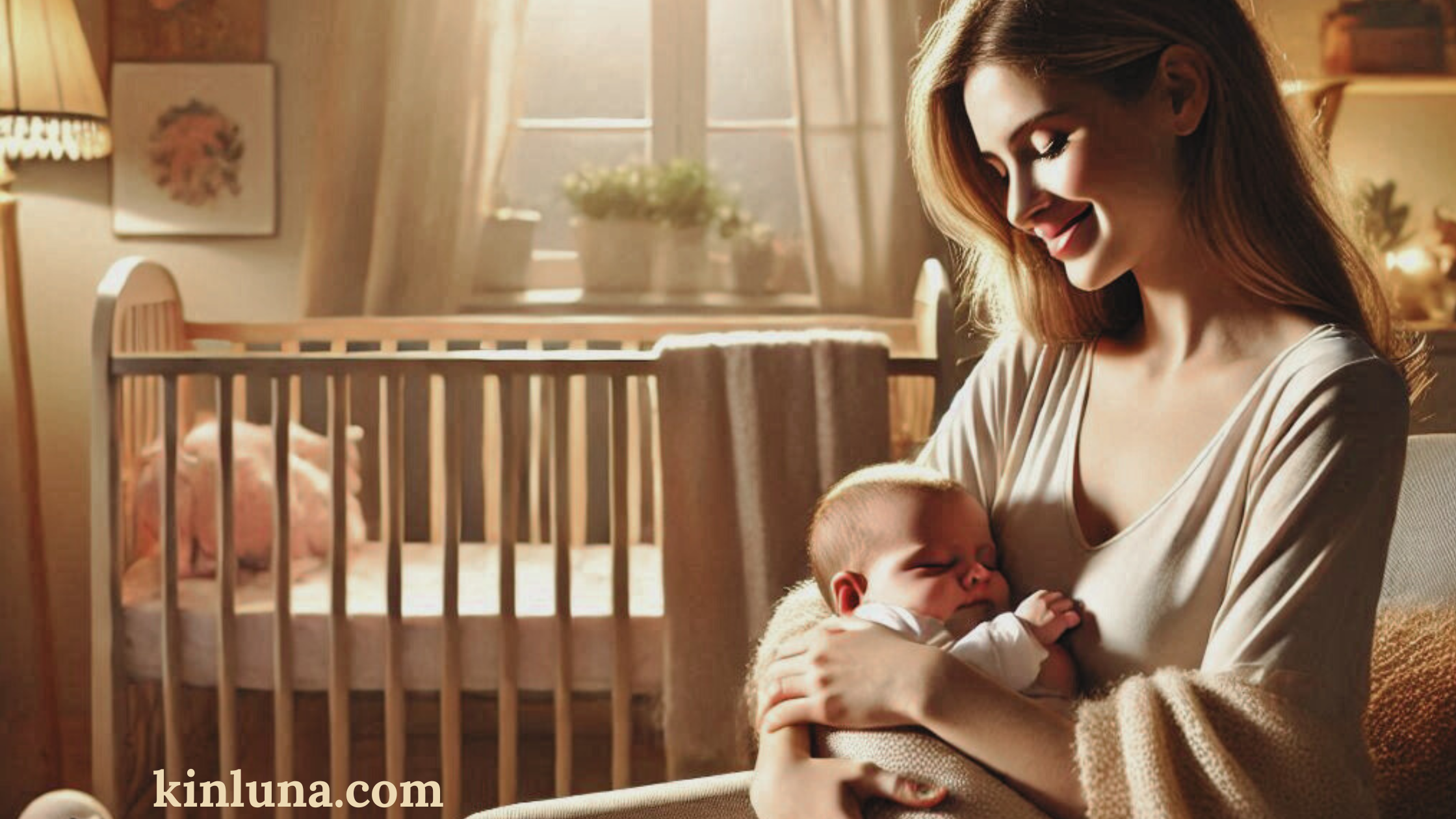Newborn Home Setup: How To Create A Safe And Cozy Space 2 in a newborn home setup, a happy mother is sitting with her sleepy baby on her arms.